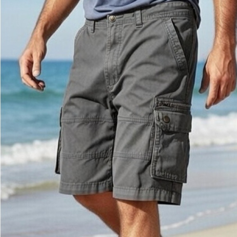 Denim&Co Charcoal Cargo Shorts for Men, Size W34